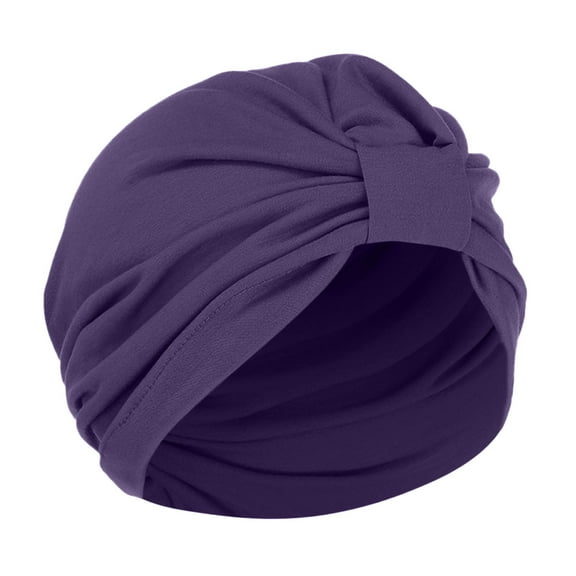 PMVFHDE Women's Solid Comfortable Square Headwrap Pull On Style Turban Cap Purple