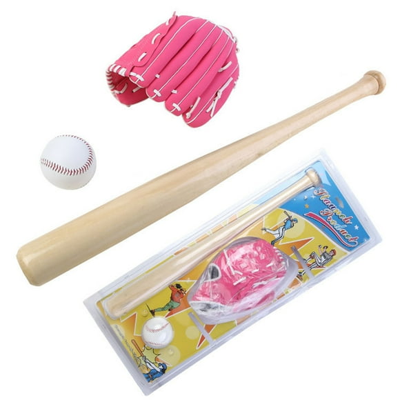 Graflsoa Rose Pink Kids Baseball Set with Wood Bat, PVC Glove, and Baseball for Outdoor Training and Play