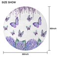 thumbnail image 6 of Purple Flower Butterfly Pattern Round Tablecloth 60"x60",Wrinkle Wipeable Table Cloth for Kitchen Dining Room Picnic Patio Party, 6 of 6