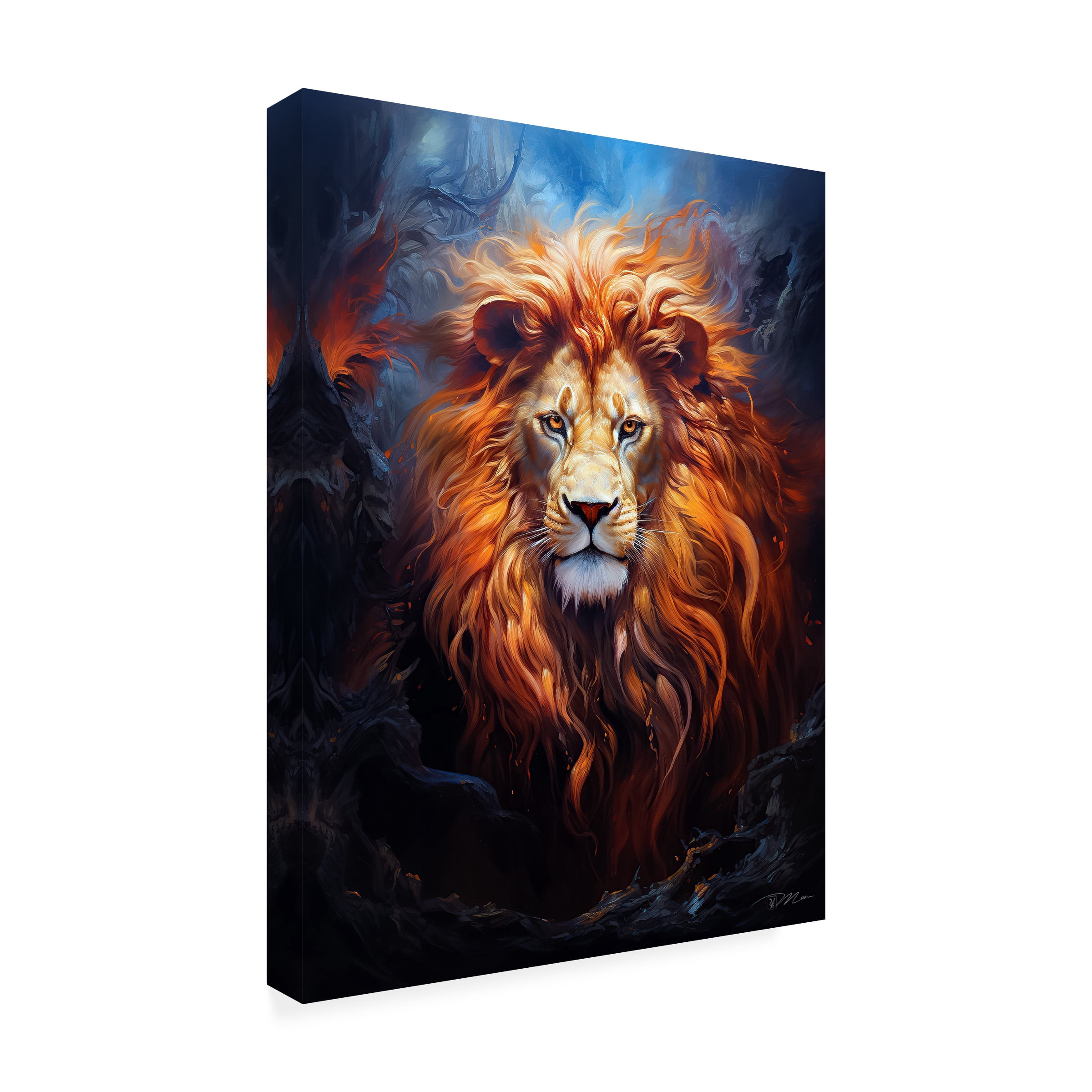 Canvas Wall Art - Momart 'Fire Lion' Wall Art for Living Room, Bedroom, or Office DÃ©cor by Trademark Fine Art - 14 x 19 Inches