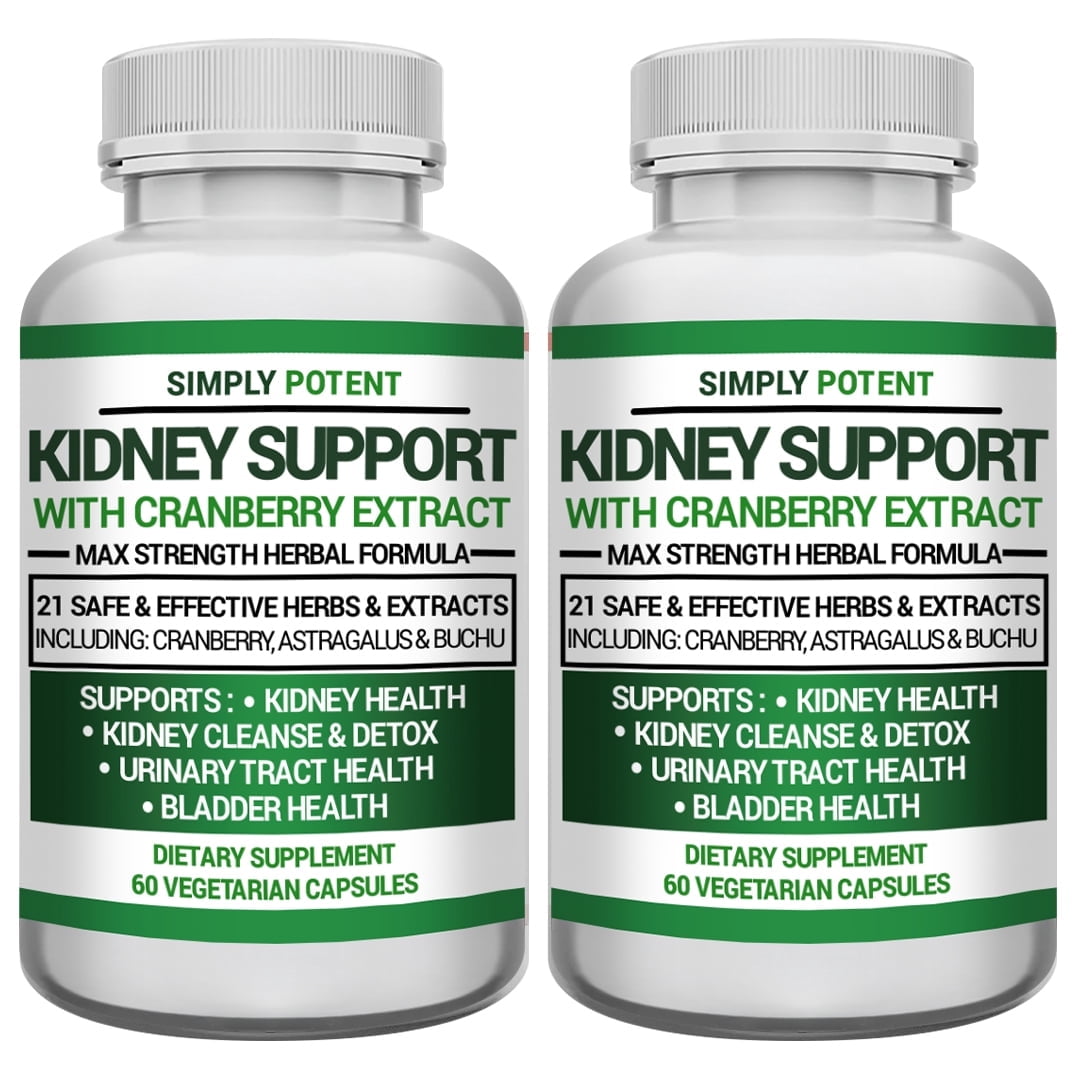 Simply Potent Kidney Support with Cranberry Kidney Cleanse Urinary Tract & Bladder Control- 60 Capsules, 2 Pack