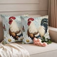 thumbnail image 2 of White Spring Floral Rooster Outdoor Waterproof Pillow Covers, Elegant Retro Rooster Decorative Square Throw Pillowcase Sofa Cushion Sham for Patio/Couch/Chair, 20"x20" 2 Pack, 2 of 8