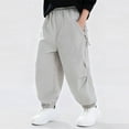thumbnail image 5 of Spazoro Boys Cargo Pants, Solid Color Cotton Elastic Waist Multi-Pockets Baggy Jogger Pants for Kids Gray Size 7, 5 of 6