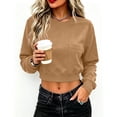 thumbnail image 5 of Gytharion Women's Cropped Sweatshirts Crew Neck Patch Pocket Solid Color Soft Comfortable Classic Pullovers Fashion Cozy Athleisure Pullover Tops, 5 of 7