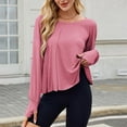 thumbnail image 6 of Chbgutlmr Womens Blouses Long Sleeve Casual Comfy Workout Tops Crewneck Thumbhole Backless Trendy Shirts, 6 of 8