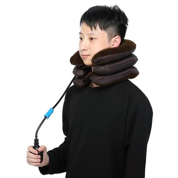 FAGINEY Portable Thicken Air Inflatable Neck Pillow U-Shaped Cervical Vertebra Tractor Pillow Coffee