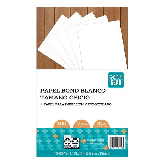 Resma de Papel Pen+Gear 100 Hojas Tamaño Oficio Blancas