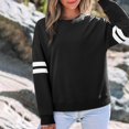 thumbnail image 3 of Yokua Womens Varsity Striped Oversized Sweatshirt Crewneck Long Sleeve Casual Fashion Pullover Top Fall Outfits, 3 of 7