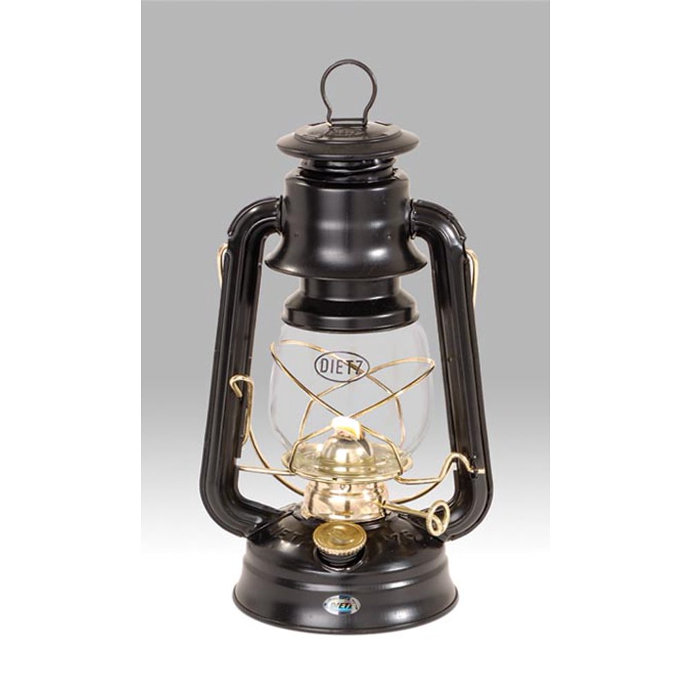 Dietz Original 76 Oil Lamp Burning Lantern Black with Gold Trim