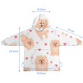 thumbnail image 7 of Pomeranian Dogs with Hearts Blanket Hoodies for Kids 6-13YR Oversize Wearable Blanket Hoodies for Boys Girls Teens, 7 of 7