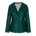 thumbnail image 4 of Dezsed Womens Faux Leather Blazer Jacket Clearance Women's Fashion Casual Lapel Collar Button Pocket Temperament Motorcycle Jacket Leather Jacket Coat Green L, 4 of 8