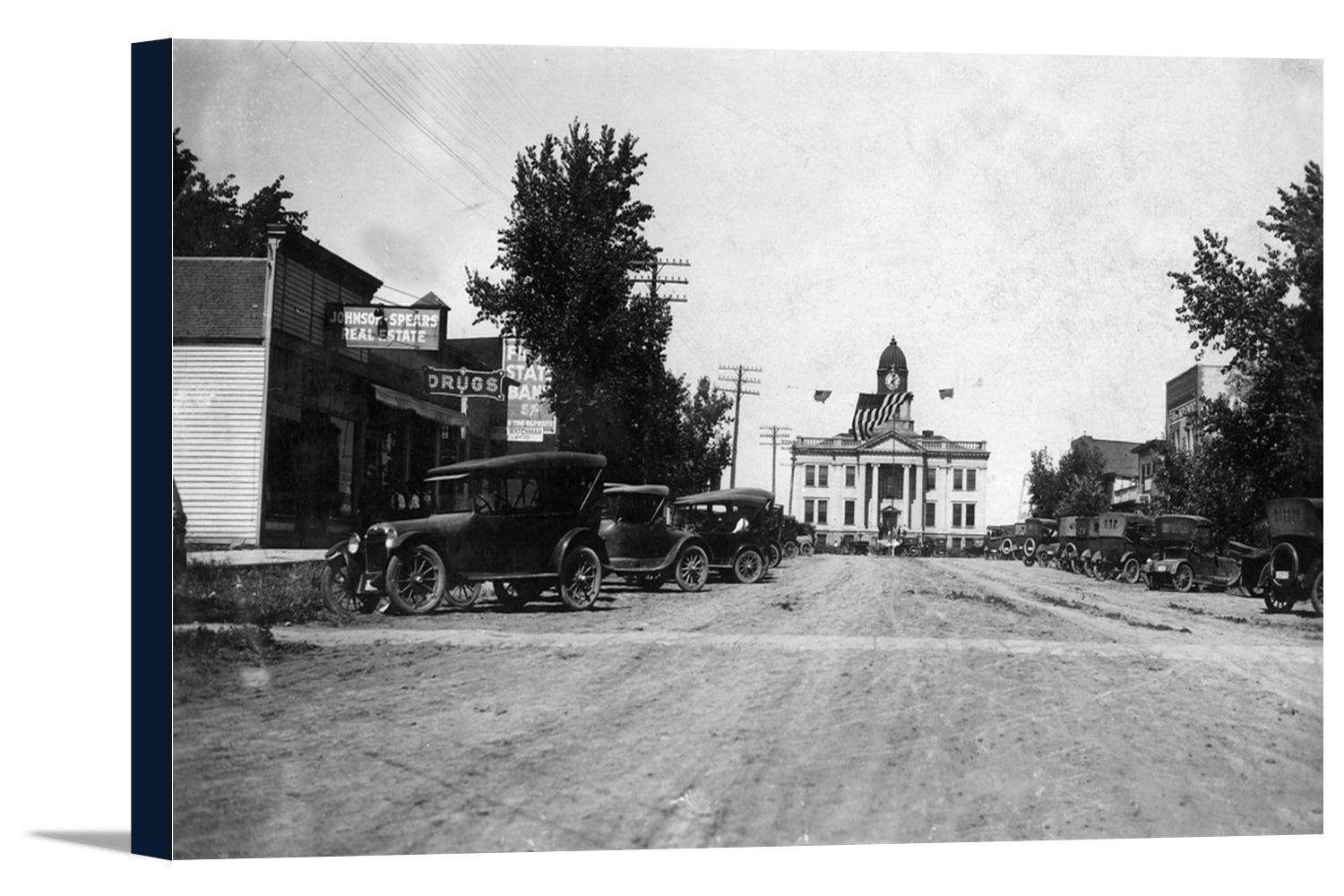 Onida, South Dakota Street View of City Hall (18x10.5 Gallery Wrapped