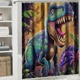 thumbnail image 6 of Orinice Neon Dinosaur Shower Curtain, Cute Dinosaur Color Kids Fun Cartoon Animal Boy Kids Bathroom Curtains, Waterproof Fabric Bathroom Accessories Set With Hook Dinosaur Bathroom Decoration 60x72, 6 of 7