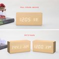 thumbnail image 3 of LED Wooden Digital Alarm Clock Snooze Voice Control Timer Thermometer Bamboo, 3 of 6