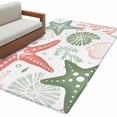 thumbnail image 2 of Rectangle Area Rug 4x6ft, Ocean Red Orange Green Coral Starfish Non-Shedding Washable Area Rug, Summer Sealife on White Non Slip Low-Profile Rugs for Living Room, Bedroom Dining Room, 2 of 9