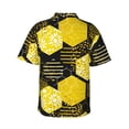 thumbnail image 3 of Kll Men'S Hawaiian Shirt Short Sleeve Button Down Beach Shirts-Geometric Pattern With Bee, 3 of 8