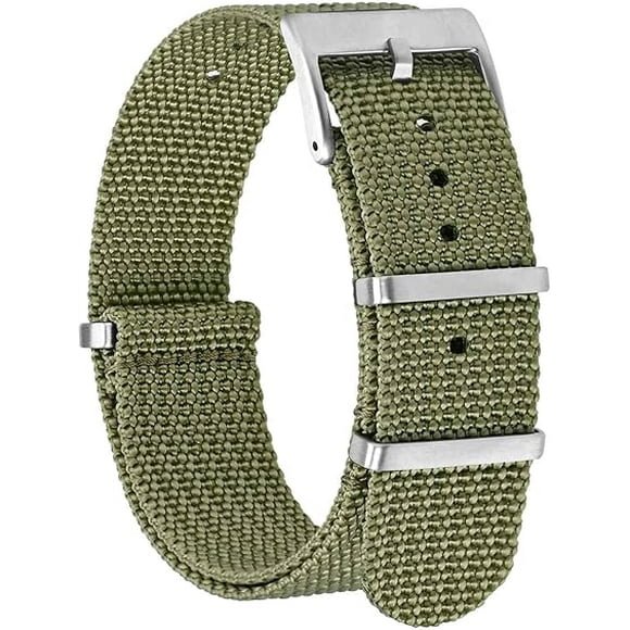 Nylon Watch Straps for Men, One-Piece Military Watch Bands,22mm.green
