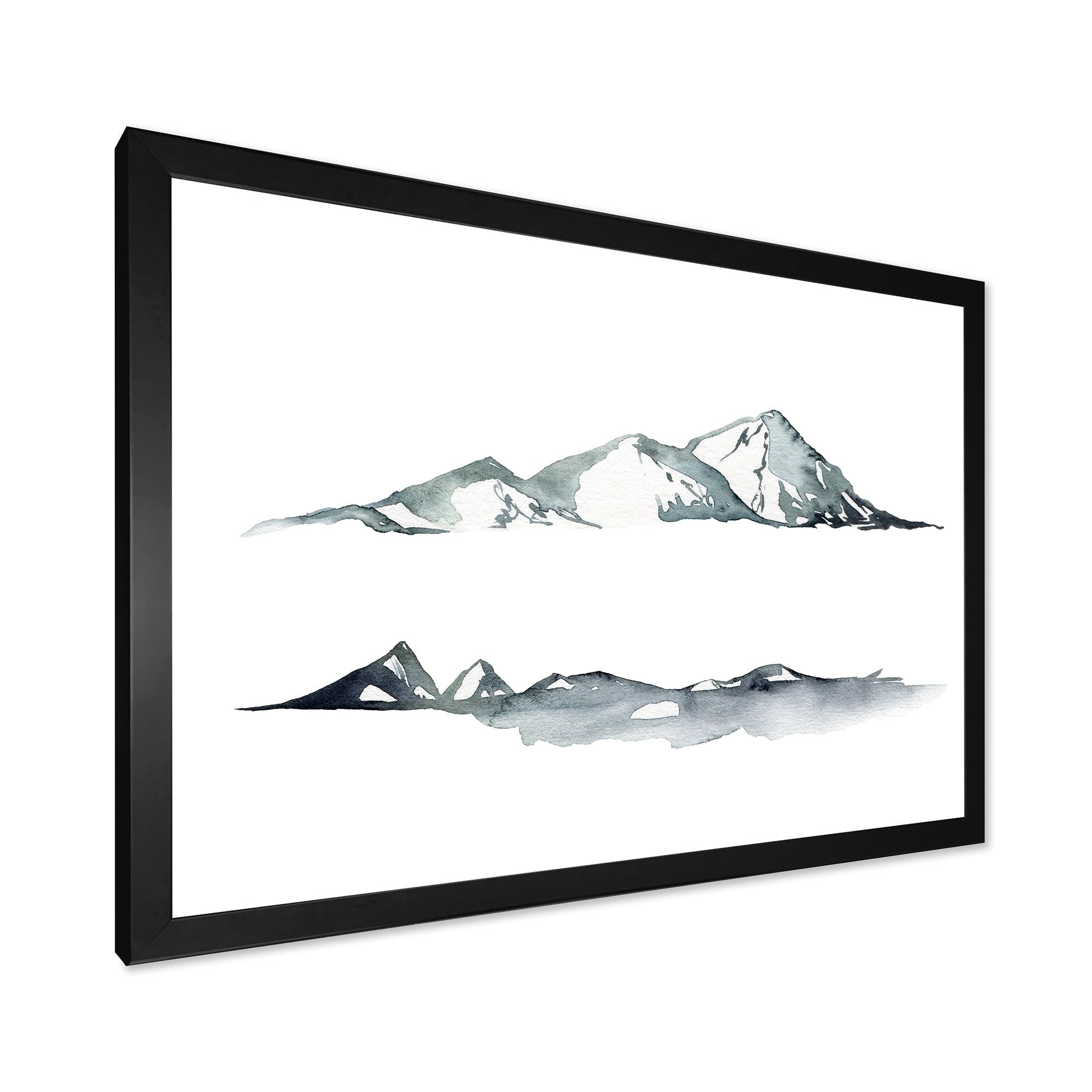 Designart 'Minimalistic Dark Blue Mountains Landscape' Modern Framed Art Print