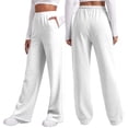 thumbnail image 2 of Sweatpants Women Wide Leg Baggy Running Sweat Pants Lounge Pants Cozy Soft Breathable Athletic Joggers with Pockets White XL, 2 of 5