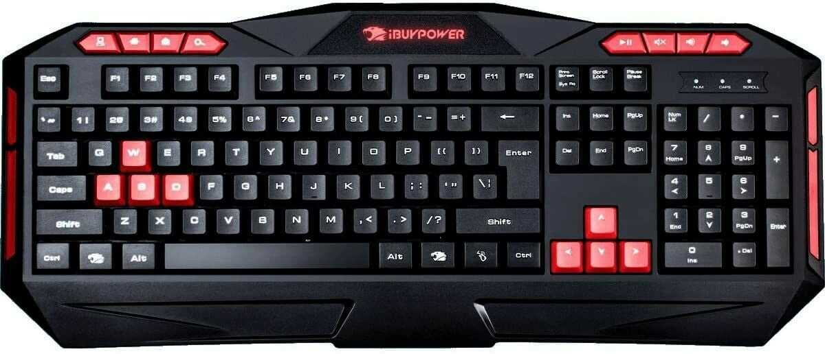 iBuyPower ARES E1 gaming Spill Resistant keyboard Black Red 