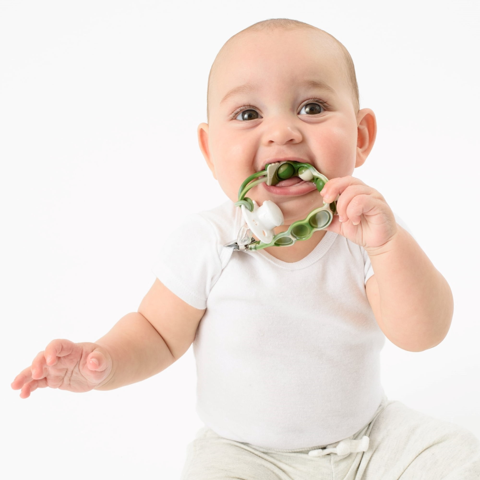 BooginHead PaciGrip Bubble Pop Sensory Stim Silicone Universal Pacifier Clip, Green Pop