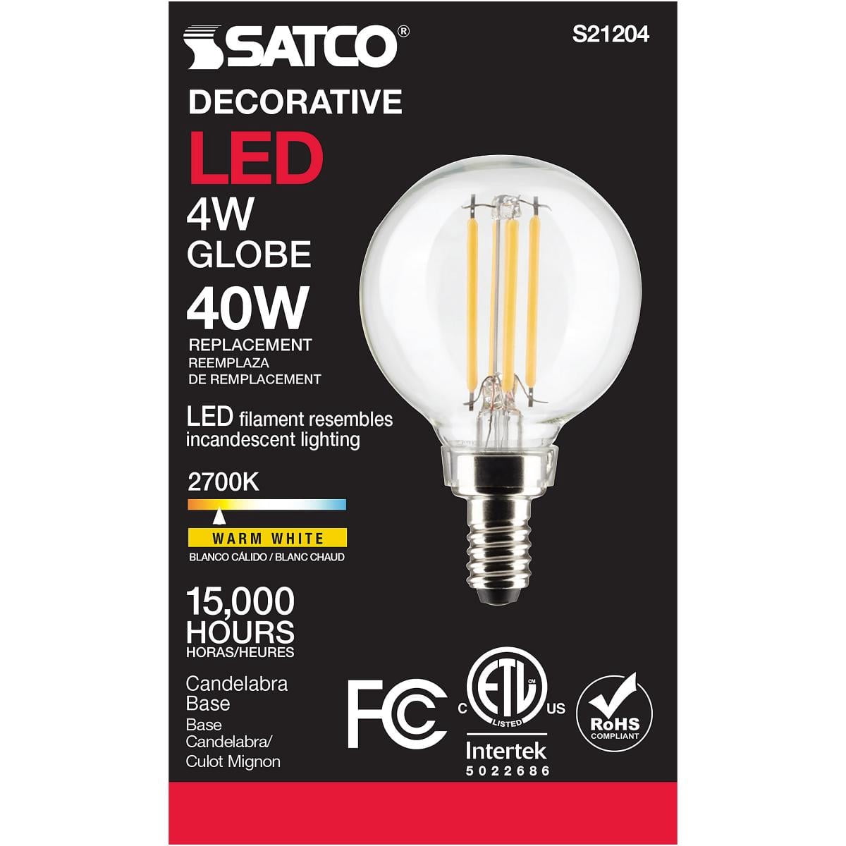 Sunlite G16 LED Dimmable Globe Bulbs - 5W (40W Equivalent), Soft White 2700K, E26 Base, 6 Pack