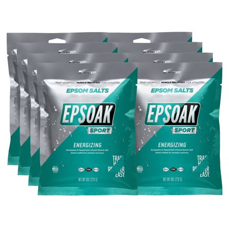 Epsoak Sport Epsom Salt for Athletes - Energizing QTY. 8, 8 oz. Pouches