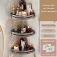 thumbnail image 2 of Adhesive Corner Shower Caddy 1/2/3 Pack, Drill-Free Bathroom Storage Shelves with Integrated Hooks and Towel Bar, Rustproof ABS Organizer, Gray/Black, 2 of 15