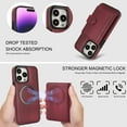 thumbnail image 3 of Allytechgroup Detachable Cards Holder Case for iPhone 14 Plus, RFID Blocking 2 In 1 Wallet PU Leather Case with Stand Compatible with Magsafe Shockproof Cover for iPhone 14 Plus, Winered, 3 of 7