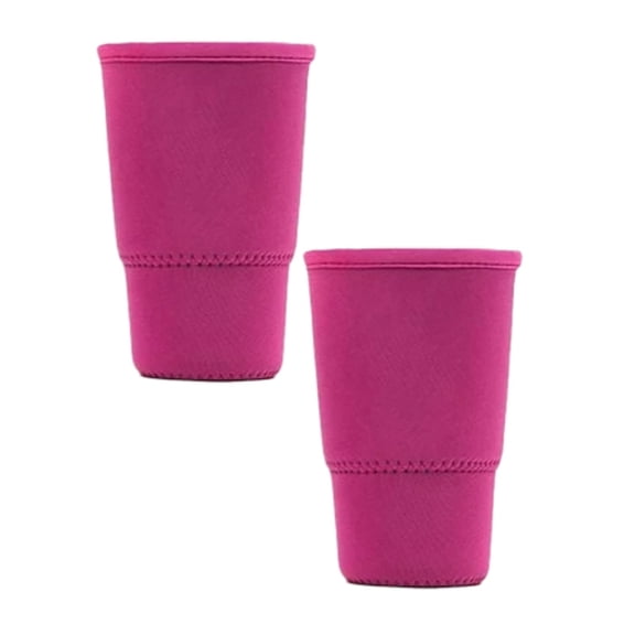 2PCS 500ML Reusable Neoprene Cup Sleeve, Insulated Fabric Drink Cover for 20oz Tumblers, 6.5" Tall(Hot Pink)
