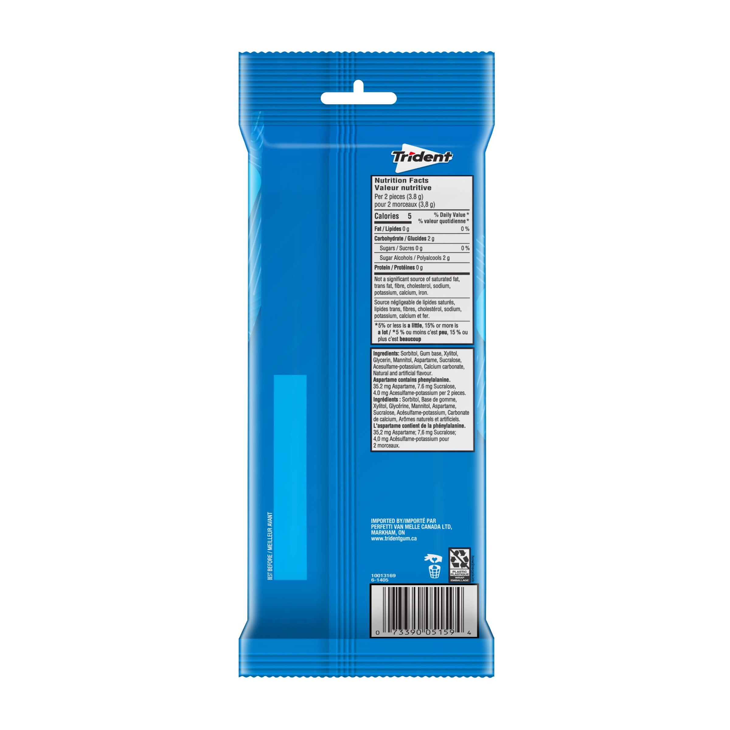 Trident, Peppermint Sugar-free Gum Multipack - Pack of 3 (42 Pieces)