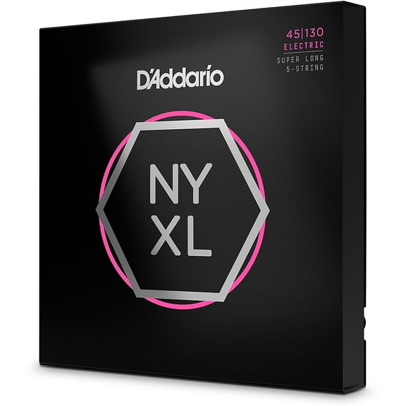 D'Addario NYXL45130SL Nickel Wound Bass Guitar Strings - .045-.130 Regular Light Super Long Scale 5-String