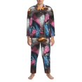 thumbnail image 3 of Logiee Lady Duck Print Mens Long Sleeve Pajama Set,Notched Collar Pajamas for Men, Men's Sleepwear,Mens Sleepwear with Pockets & Button Down-Large, 3 of 7