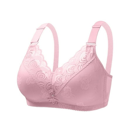 Nursing Sleep Bra Women Seamless Bra Feature V-Neck Demi & Balconette Bra Style W-504 Hook and Eye Closure High Support Sports Bras Pinks XL