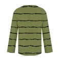 thumbnail image 5 of CLOISE Womens Shirts Fall Trendy Striped Tees Button V-Neck Long Sleeve Tops Soft Asymmetrical Color Block Shirts Elegant Outfits Army Green M, 5 of 5