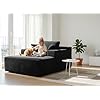 Chaise Lounge Chair Indoor – Oversized Corduroy Couch with Wide Armrest & Throw Pillows, Cozy Boneless Sleeper Sofa Bed Armchair