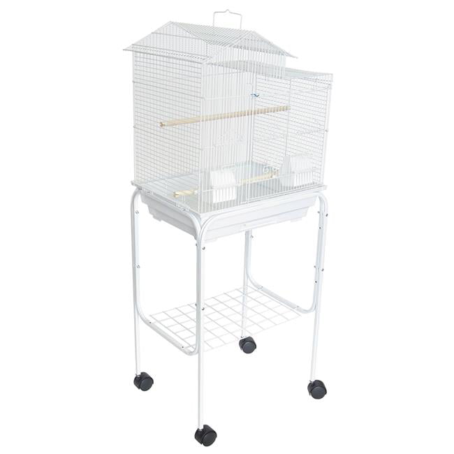 YML 1784-4724WHT Bar Spacing Barn Top Bird Cage with Stand&#44; White