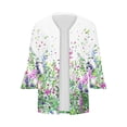thumbnail image 4 of BangWanChi Summer Cardigans for Women Lightweight Women's Fashion Casual Printing V-Neck 3/4 Sleeve Loose Ladies Tops Blouses Cardigan, 4 of 5