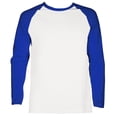thumbnail image 1 of SLM Men's Long Sleeve Cotton Baseball Raglan Tee Shirt Jersey -White/Royal-XL, 1 of 1