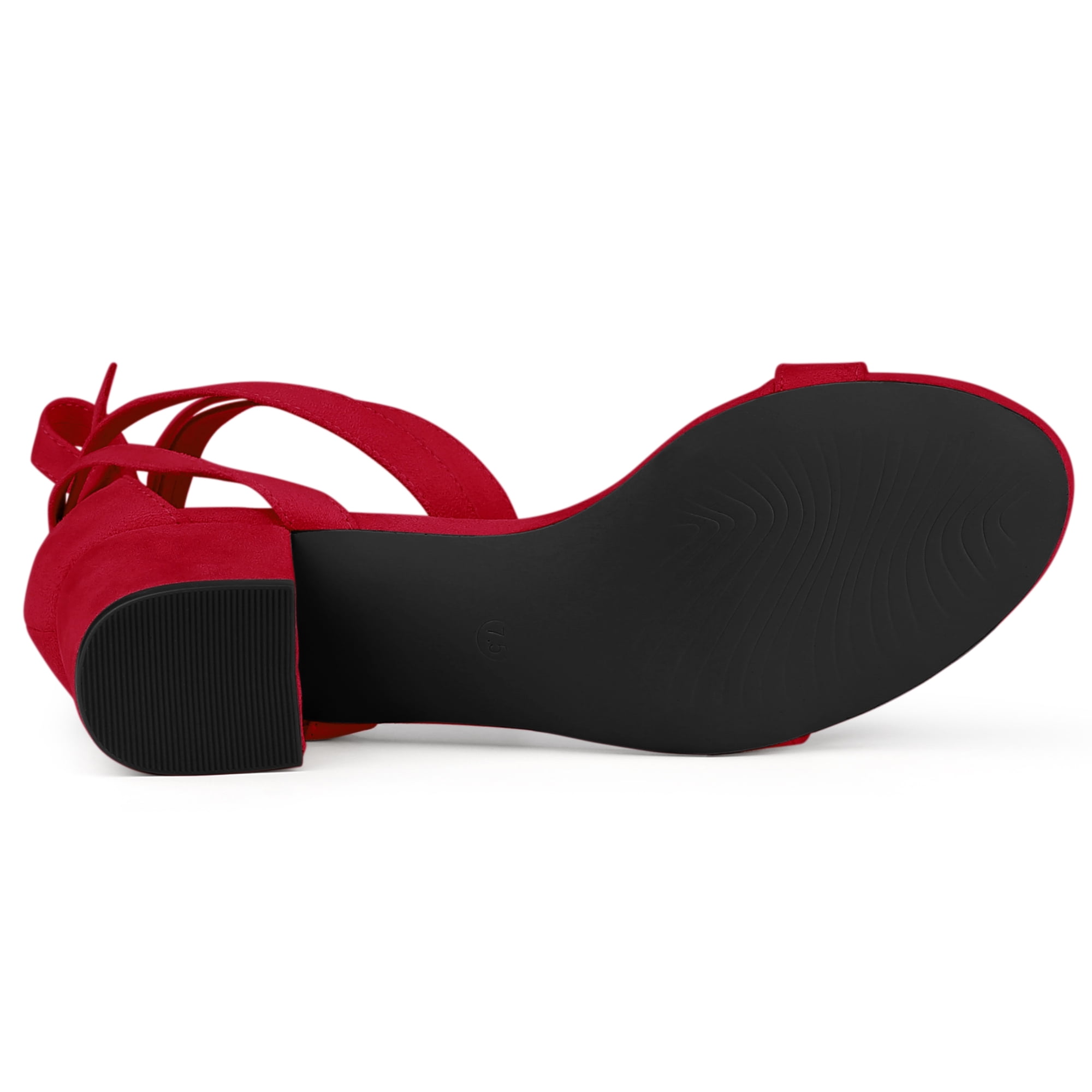 DARING DIVA Women's Open Toe Block Heel Lace Up Heels Sandals Red 8.5