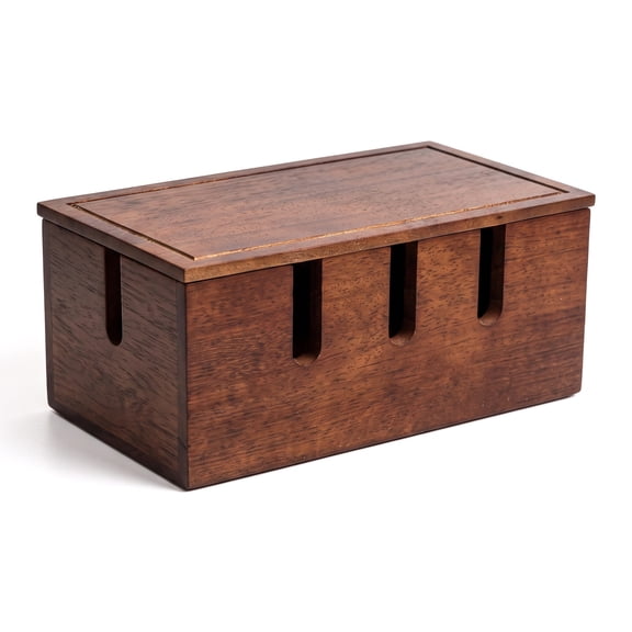 Large Cable Management Box,Wooden Cord Organizer Box for Power Strip TV Wires Desk Floor Cable Storage,11.9 x 5.7 x 4.9 inches