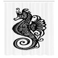 thumbnail image 3 of Ambesonne Seahorse Shower Curtain, Graphic Swirl, 69"Wx70"L, Black and White, 3 of 3