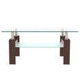 thumbnail image 4 of Glass Rectangular 2-Tier Coffee Table with Storage Shelf, Modern Decorative Center Table for Living Room, Home Office, Dorm Room, Walnut, 4 of 8