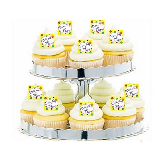 24pk Baby Shower Gender Reveal Cute as a Button Edible Cupcake Decoration Toppers / Picks