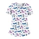 thumbnail image 5 of Blusa médica con cuello en V, cómoda y con estampado de animales lindos, ropa de trabajo multiusos para enfermeras Flor blanca, 5 of 9