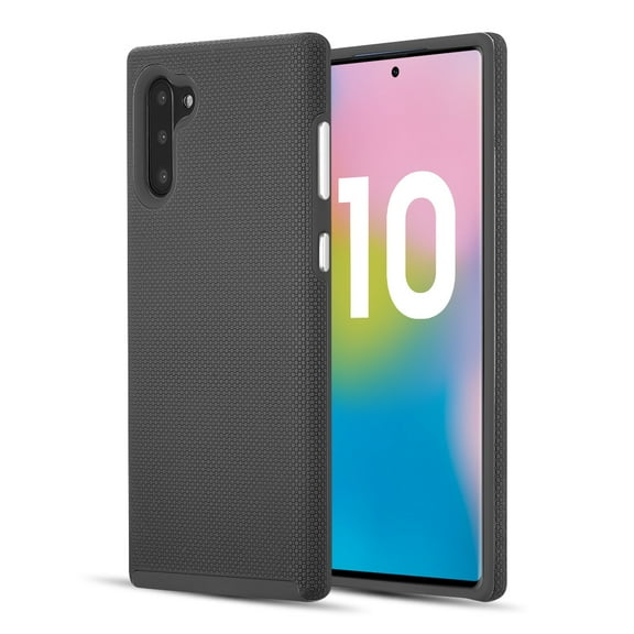 Samsung Galaxy Note 10 Phone Case Slim Hybrid Impact Rugged Soft TPU & Hard PC Bumper Shockproof Protective Anti-Slip Case Dual Layer Shell Sturdy Hard BLACK Cover for Samsung Galaxy Note 10 / 6.3"