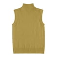thumbnail image 6 of FRSASU Women's Vest Turtleneck Sleeveless Solid Color Knit Sweater High Neck Summer Casual Pullover Sweater Yellow, 6 of 7