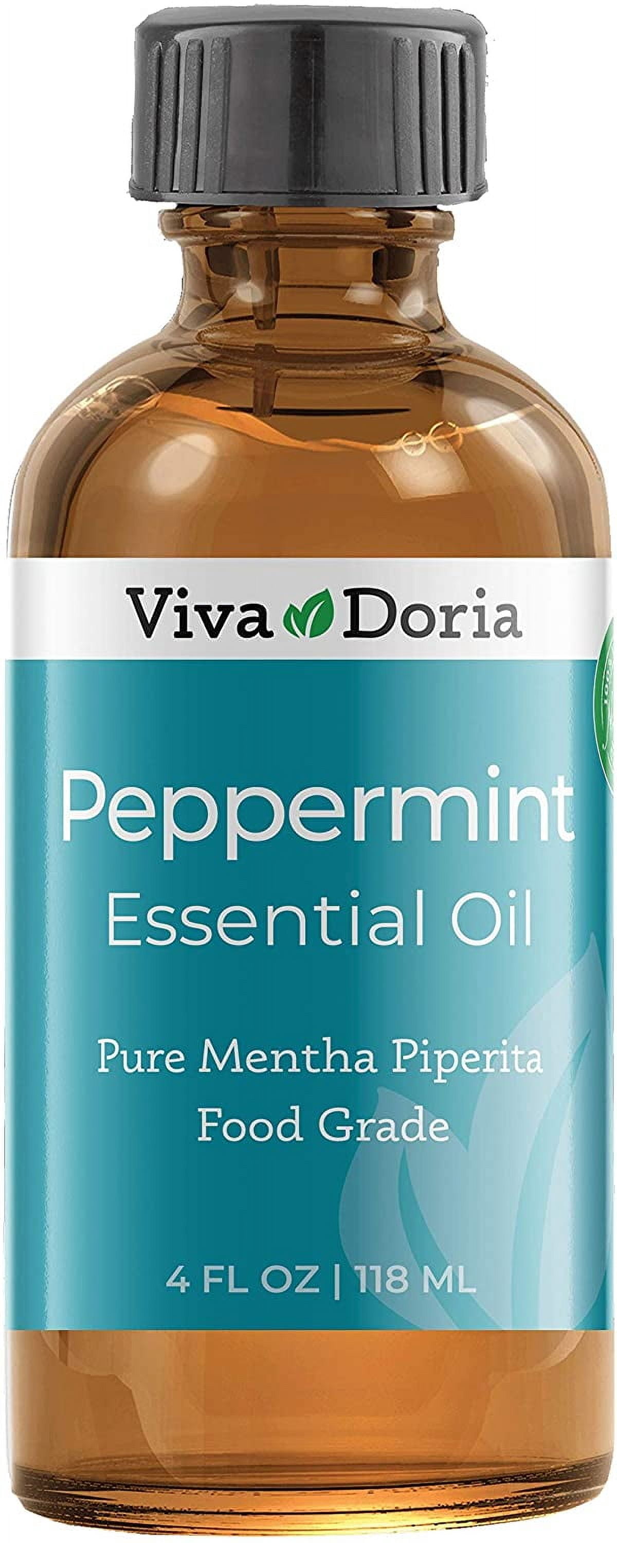 Viva Doria Peppermint Essential Oil, Undiluted, Food Grade, Made in USA, 4 Fl Oz
