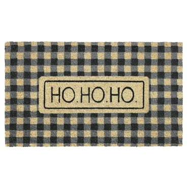 RugSmith Black Machine Tufted Ho Ho Ho Plaids Doormat, 18" x 30"