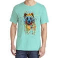 thumbnail image 2 of Wild Bobby, Bear Painting Splatter, Animal Lover, Garment-Dyed Washed Look Short Sleeve T-Shirt, Mint, 2XL, 2 of 3